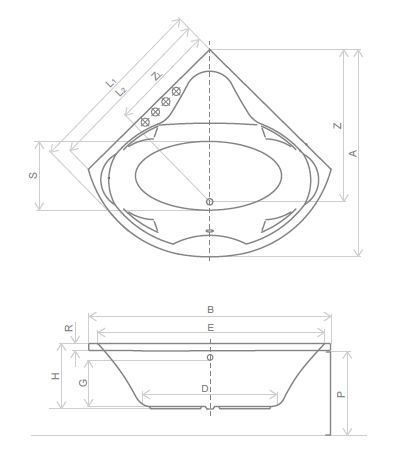 Ванна Radaway Keria 150x150 с ножками + сифон R135L (WA1-37-150x150U) WA1-37-150x150US фото