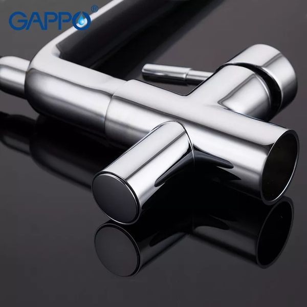 Смеситель для кухни на две воды GAPPO G4398-7 с гибким изливом, черный/хром G4398-7 фото