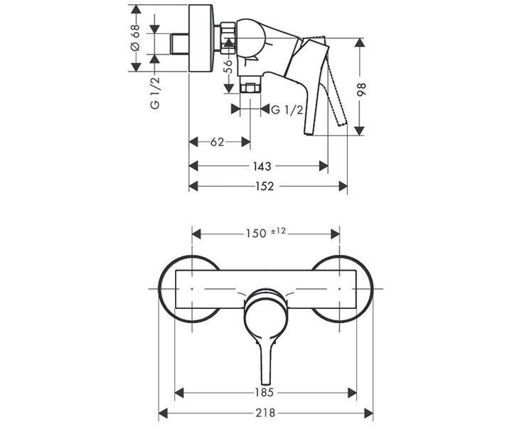 Смеситель для душа Hansgrohe Talis S, однорычажный 72600000 фото