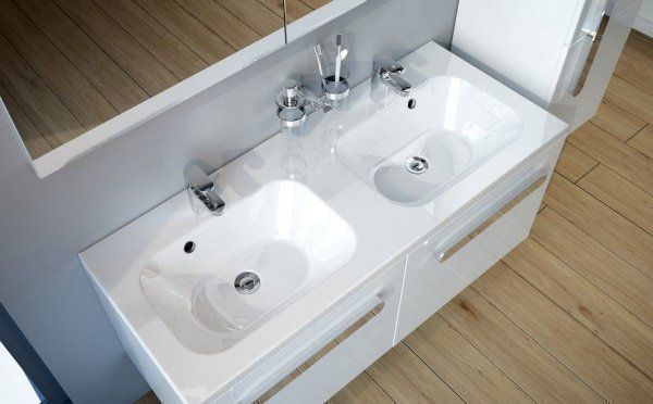 Умывальник CHROME 1200 двойной, Белый с отверстиями Ravak XJG01112000 фото