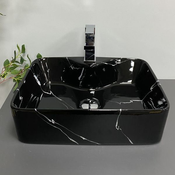 Умивальник (раковина) VBI FORLI BLACK MARMO GLOSSY накладний VBI-011107 фото