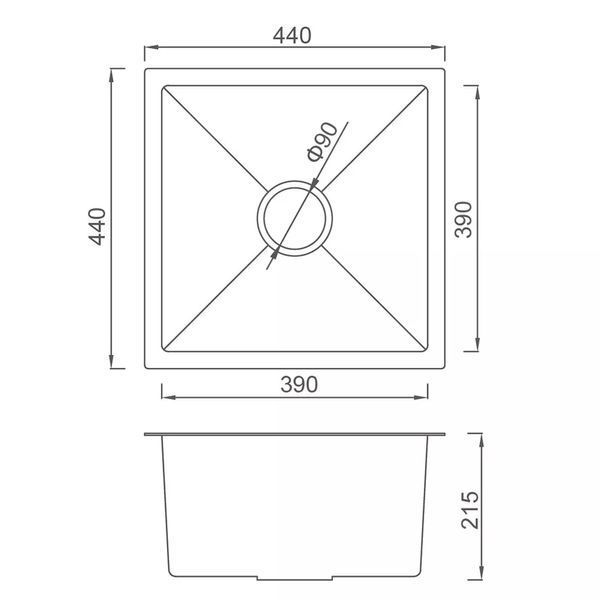 Кухонная мойка GAPPO GS4444-6 интегрированная 440x440 мм, нержавеющая сталь, поверхность PVD GS4444-6 фото