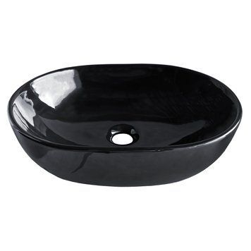 BLACK AMADEUS M умывальник 48*35*14,5 см овальный черный, накладной 13-06-06Black фото