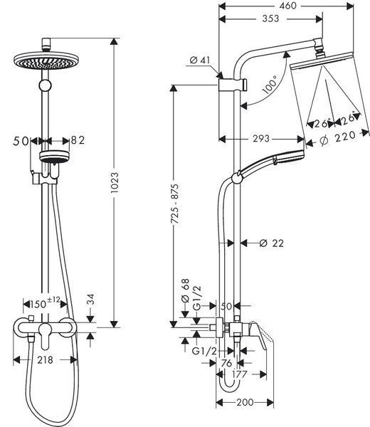 Душевая система Hansgrohe Showerpipe Verso 220 27232000 фото