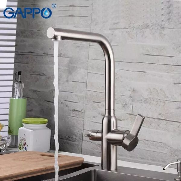 Смеситель для кухни на две воды GAPPO G4399-4, сатин G4399-4 фото