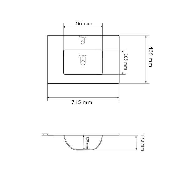 Умивальник (раковина) VBI MORTARA 70 WHITE врізний VBI-018041 фото