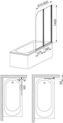 Шторка для ванни Modern профіль Хром Шиба Прозора 170-06991P 170-06991P фото