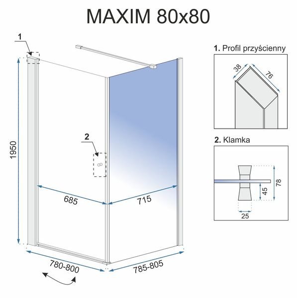 Душова кабіна REA MAXIM 80X80 REA-K0264 фото