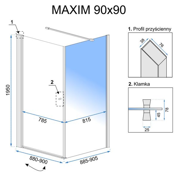 Душова кабіна REA MAXIM 90X90 REA-K0263 фото