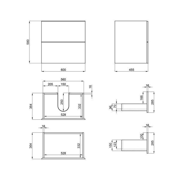 Тумба підвісна Qtap Tern 600х580х437 Matt black QT1774TPL602MB SD00047088 фото