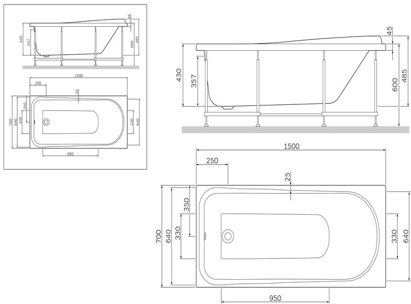 Каркас для ванни 150х70 см AM.PM W80A-150-070W-R Like W80A-150-070W-R фото