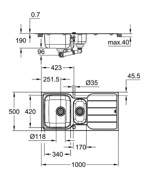 Мойка для кухни из нержавеющей стали Grohe K500 31572SD1 31572SD1 фото