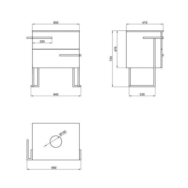 Тумба підлогова Qtap Taurus 600х616х437 White/Whitish oak зі стільницею QT2480TNT603WWO SD00046952 фото