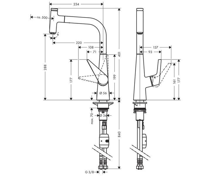 Змішувач для кухні Hansgrohe Talis Select S 300, одноважільний, з висувним виливом 72821000 фото
