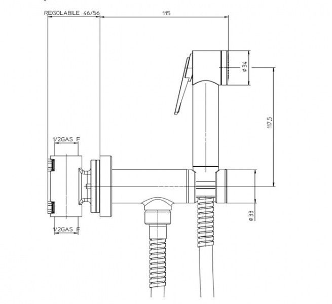 Набір гігієнічного душа Bossini Paloma Flat Mixer Set (E37011B00030015) E37011B00030015 фото