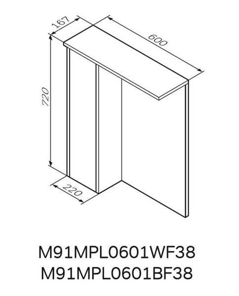 Дзеркальна шафа з підсвічуванням 60см, ліва AM.PM Gem S M91MPL0601WF38 M91MPL0601WF38 фото