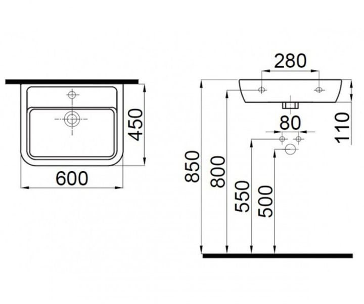 Умивальник чаша 60 см срібло IDEVIT Halley 3201-0455-12 3201-0455-12 фото