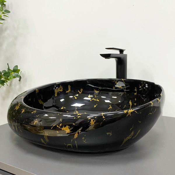 Умивальник (раковина) VBI RICCIA BLACK MARMO GLOSSY накладний VBI-017201 фото