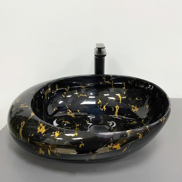 Умивальник (раковина) VBI RICCIA BLACK MARMO GLOSSY накладний VBI-017201 фото