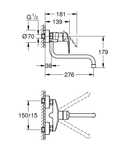 Смеситель для кухни для настенного монтажа Grohe Eurosmart New 32224003 32224003 фото