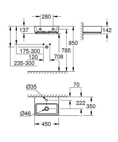 Умивальник 45 Grohe Cube Ceramic 3948300H 3948300H фото