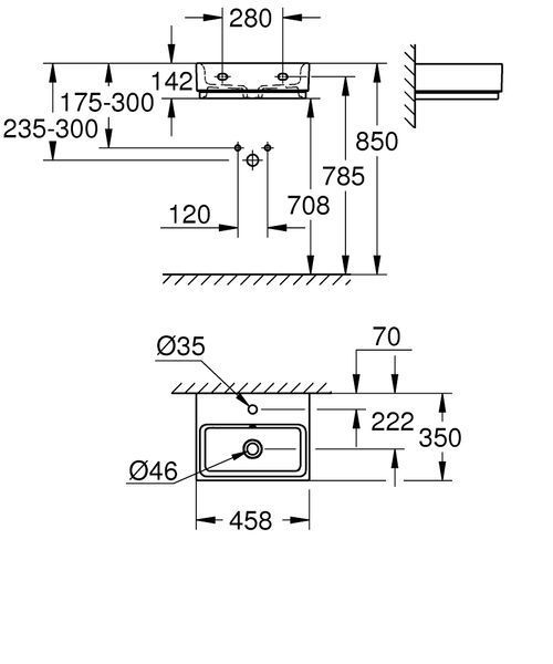 Умивальник 45 Grohe Cube Ceramic 3948300H 3948300H фото