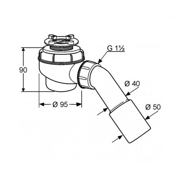 Сифон для душового піддону хром Kludi Tasso d50 2152000-00 2152000-00 фото