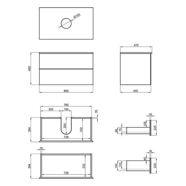 Тумба подвесная Qtap Tern 800х476х469 White со столешницей QT1779TPL801W SD00045074 фото