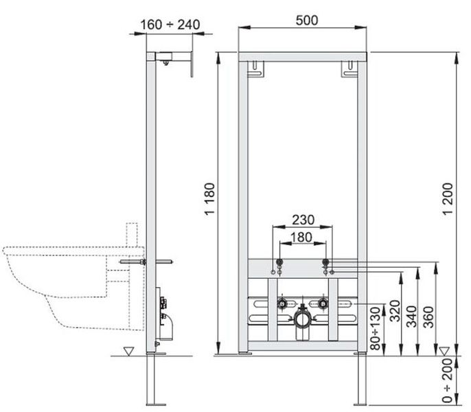 Монтажна рама для біде 510x100x1200 Alca Plast A105/1200 фото