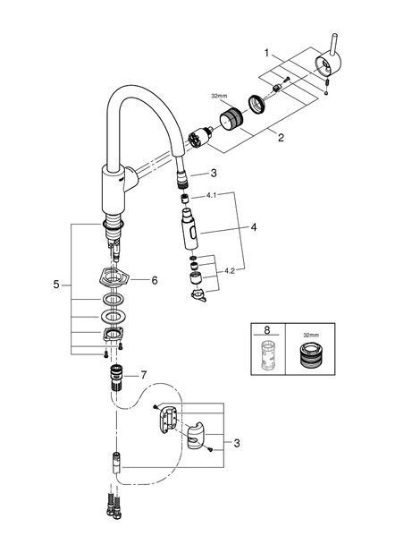 Змішувач для кухні з висувним виливом Grohe Concetto new 31483002 31483002 фото