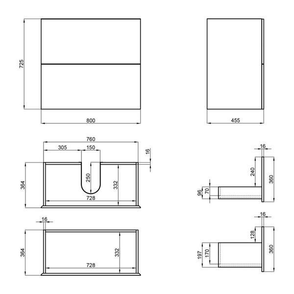Тумба подвесная Qtap Tern 800х725х437 Matt black QT1774TPL802MB SD00047091 фото
