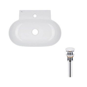 Комплект Qtap Cardinal: Раковина подвесная / накладная овальная 565х400х130 мм White + Донный клапан SD00053454 фото