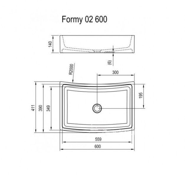 Умивальник FORMY 02 600 D Білий без переливу Ravak XJM01260000 фото