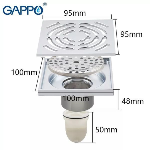 Вертикальный трап GAPPO G81550, латунь, 150х150 мм, хром G81550 фото