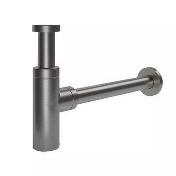 F82-9 сифон для раковини вихід у стіну, гайка 1 1/4" (коробка) (сірий Gungrey)  F82-9 фото