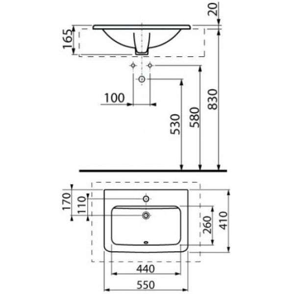 Умивальник Jika Cubito вбудовується 550x410 H8174220001041 фото