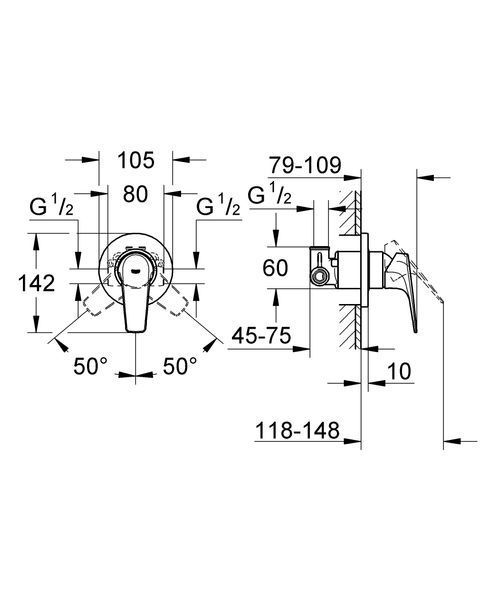 Змішувач прихованого монтажу для 1 споживача Grohe BauFlow 29046000 29046000 фото