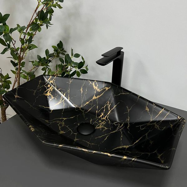 Умывальник (раковина) VBI VENEZIA MARBLE BLACK MATT накладной VBI-012406 фото
