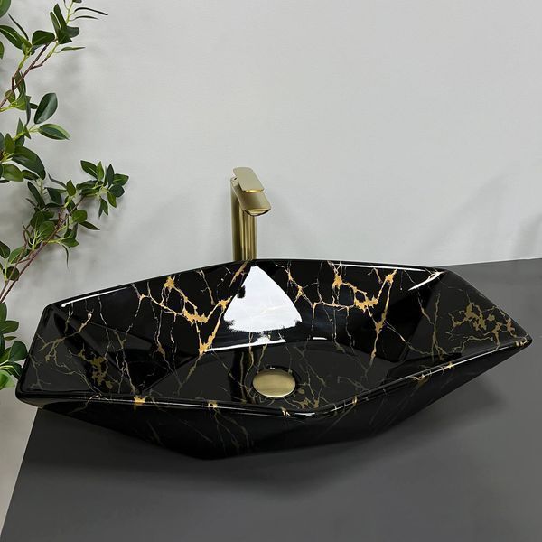 Умывальник (раковина) VBI VENEZIA MARBLE BLACK накладной VBI-012405 фото