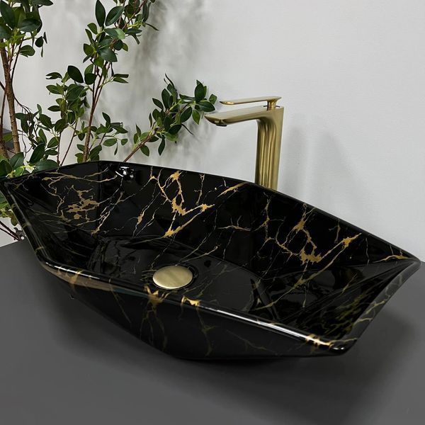 Умывальник (раковина) VBI VENEZIA MARBLE BLACK накладной VBI-012405 фото