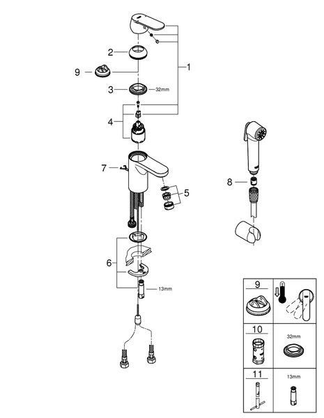 Смеситель для раковины с гигиеническим душем Grohe Get 23238000 23238000 фото