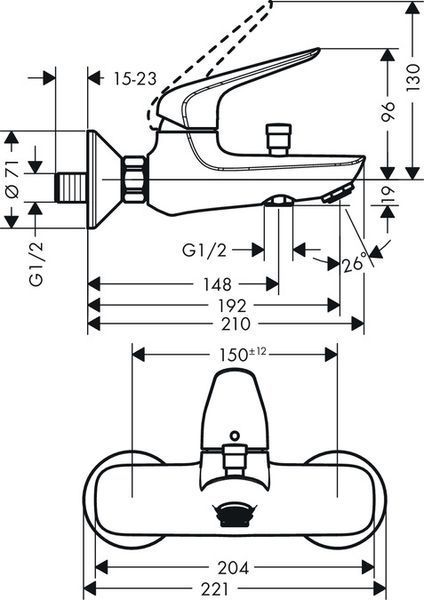 Змішувач для ванни Hansgrohe Novus, одноважільний 71040000 фото