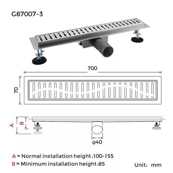 Трап для душа GAPPO G87007-3, 70х700 мм, нержавеющая сталь. G87007-3 фото