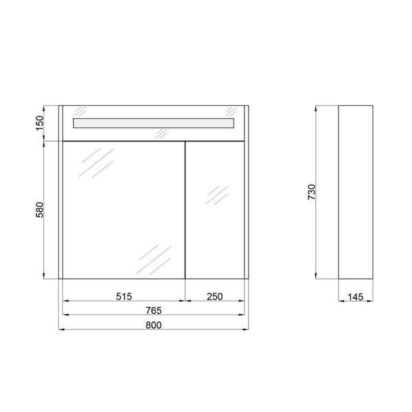 Зеркальный шкаф подвесной Qtap 800х730х145 Robin Graphite с LED-подсветкой QT1377ZP8002G SD00045856 фото