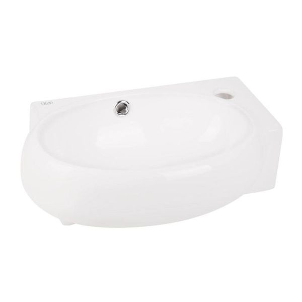 Комплект Qtap Leo: Раковина підвісна овальна права 430x290x140 мм White + Донний клапан PU02O SD00053457 фото