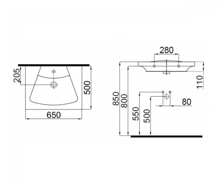 Умивальник меблевий IDEVIT Vega 65 см 2801-0505 2801-0505 фото