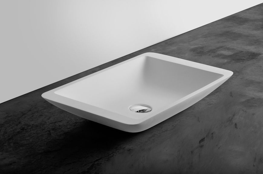 Умивальник 59,5*34,5*10,5см накладний кам'яний Solid surface 13-40-859 фото