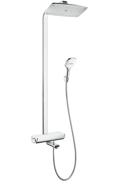 Душова система з термостатом Hansgrohe Raindance Select S 360 Showerpipe, з білою поличкою 27113400 фото