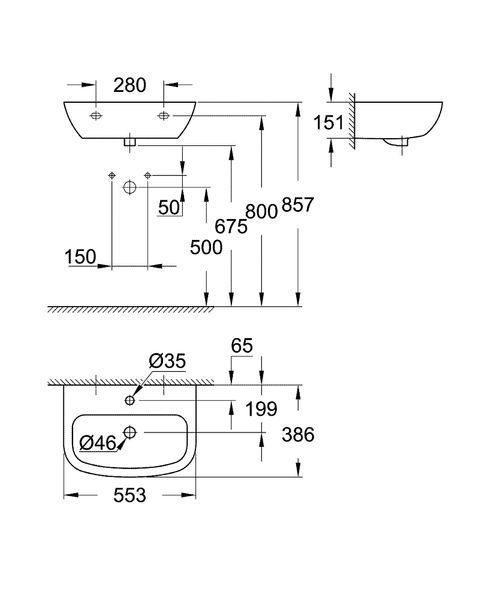 Раковина підвісна Grohe Bau Ceramic 55 (39440000) 39440000 фото