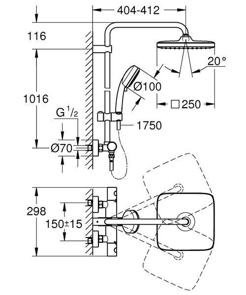 Душевая система Grohe New Tempesta Cosmopolitan 250, хром (26689000) 26689000 фото